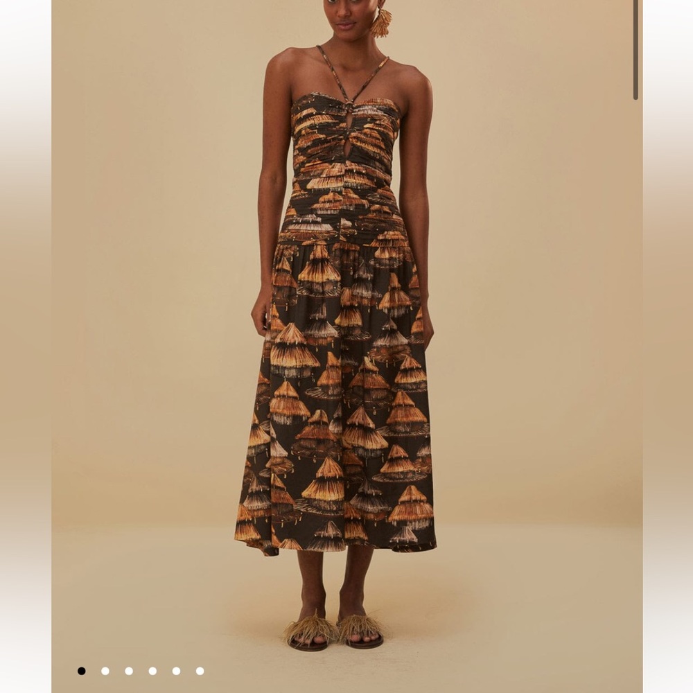 New with Tags Farm Rio brown Shu Shu dress size small